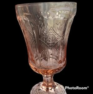 (Set of 4) Indiana Glass Madrid Pattern Pink Goblets